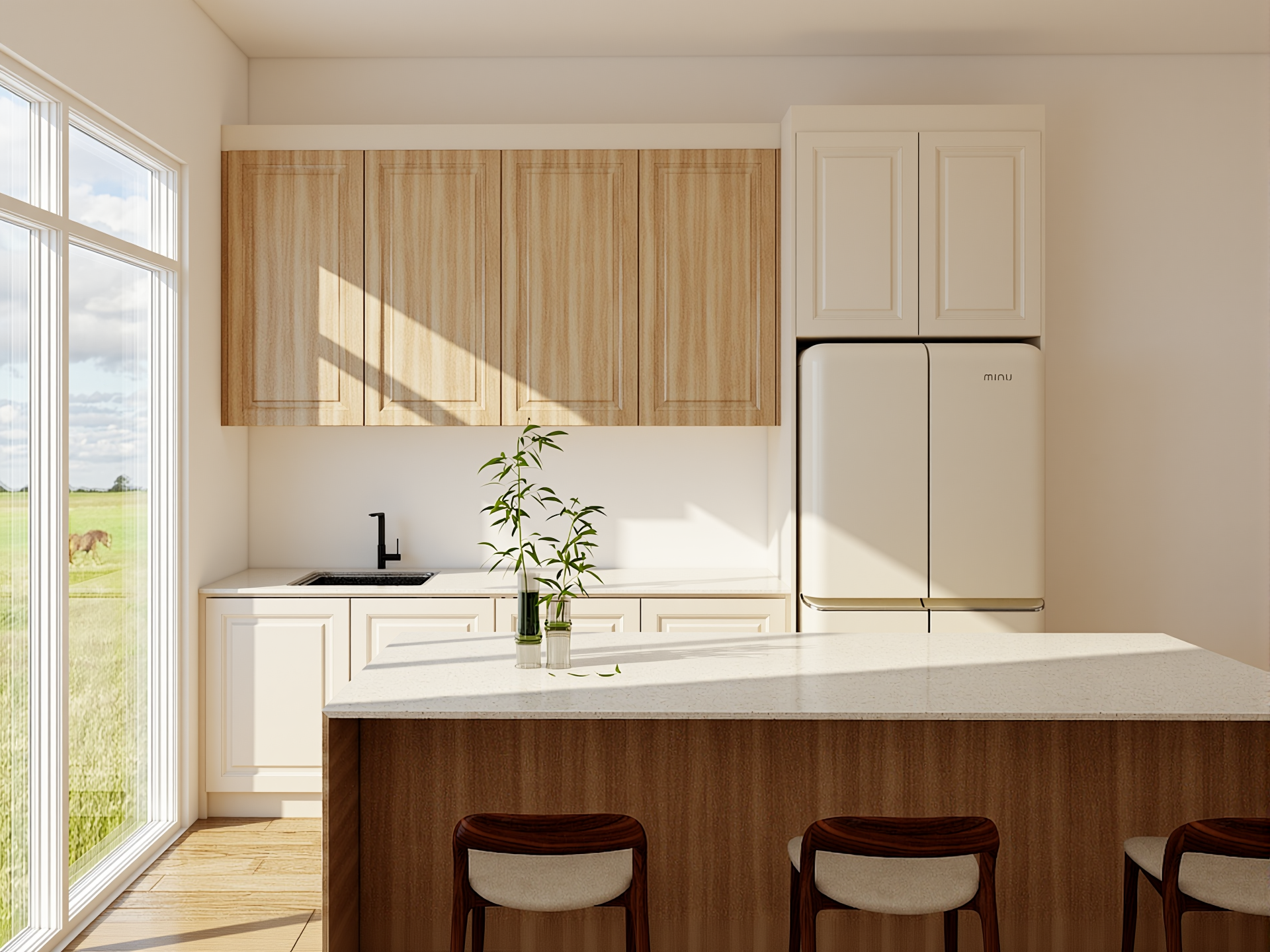 OD Solid Wood Kitchen Package 10ft kitchen cabinet with quartz countertop and tall unit by OD Carpenter Malaysia
